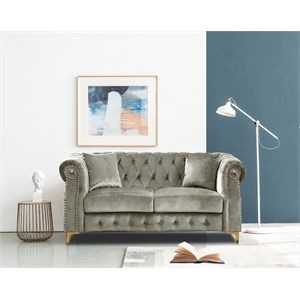 kingway furniture alcona velvet living room loveseat in beige