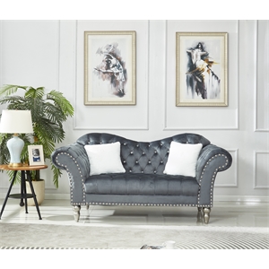 kingway furniture ansel velvet living room loveseat in gray