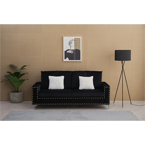 kingway furniture armeni velvet living room sofa in black