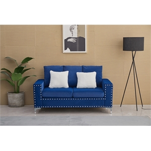 kingway furniture armeni velvet living room loveseat in blue
