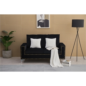 kingway furniture armeni velvet living room loveseat in black