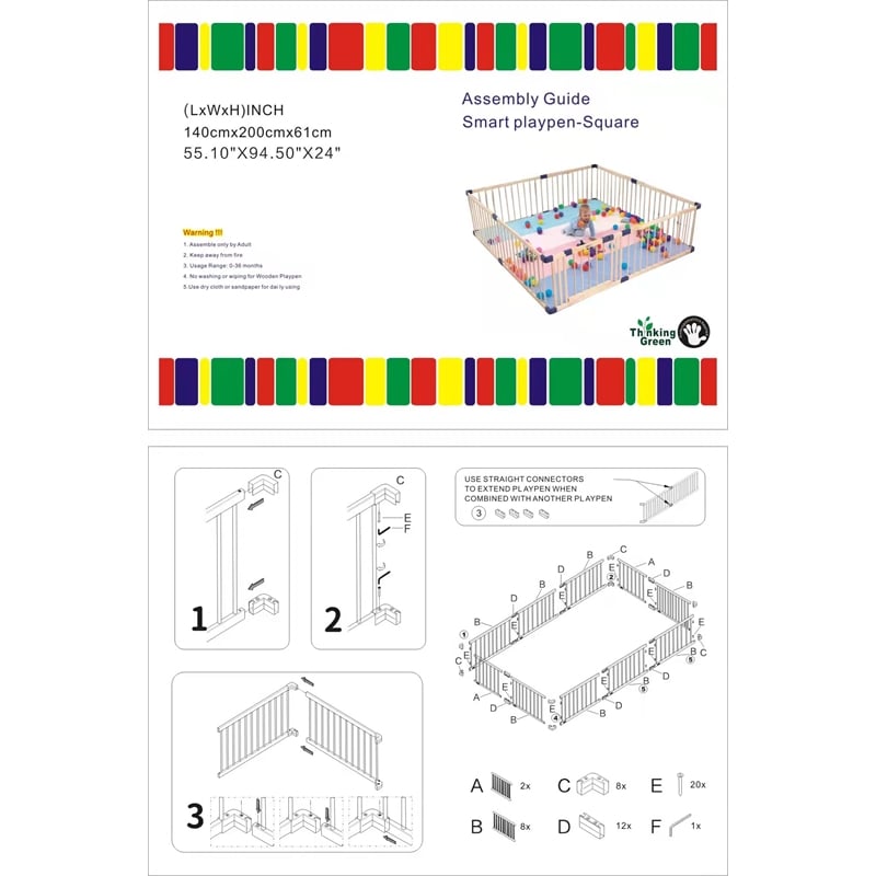 Kingway Furniture Baby Wood Saftey Gate in Off White with White connector