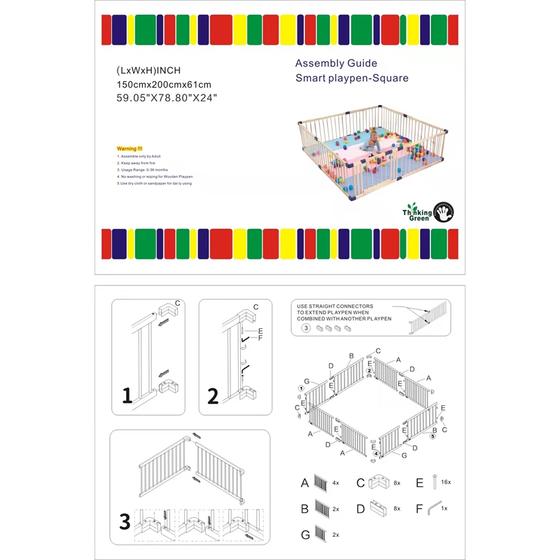 Kingway Furniture Baby Wood Saftey Gate in Off White with White connector