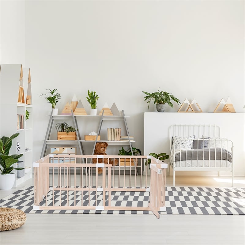 Kingway Furniture Baby Wood Safety Gate in Off White with White connector