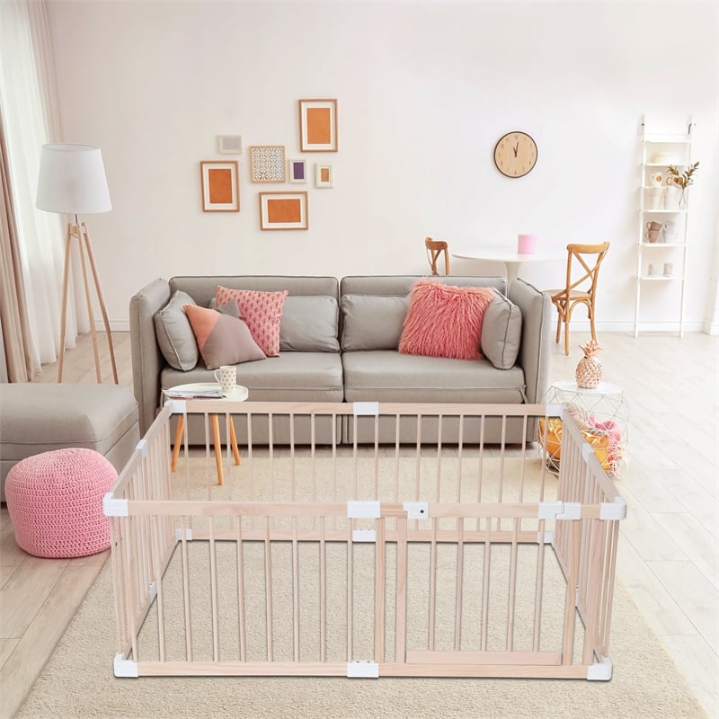 Kingway Furniture Baby Wood Safety Gate in Off White with White connector