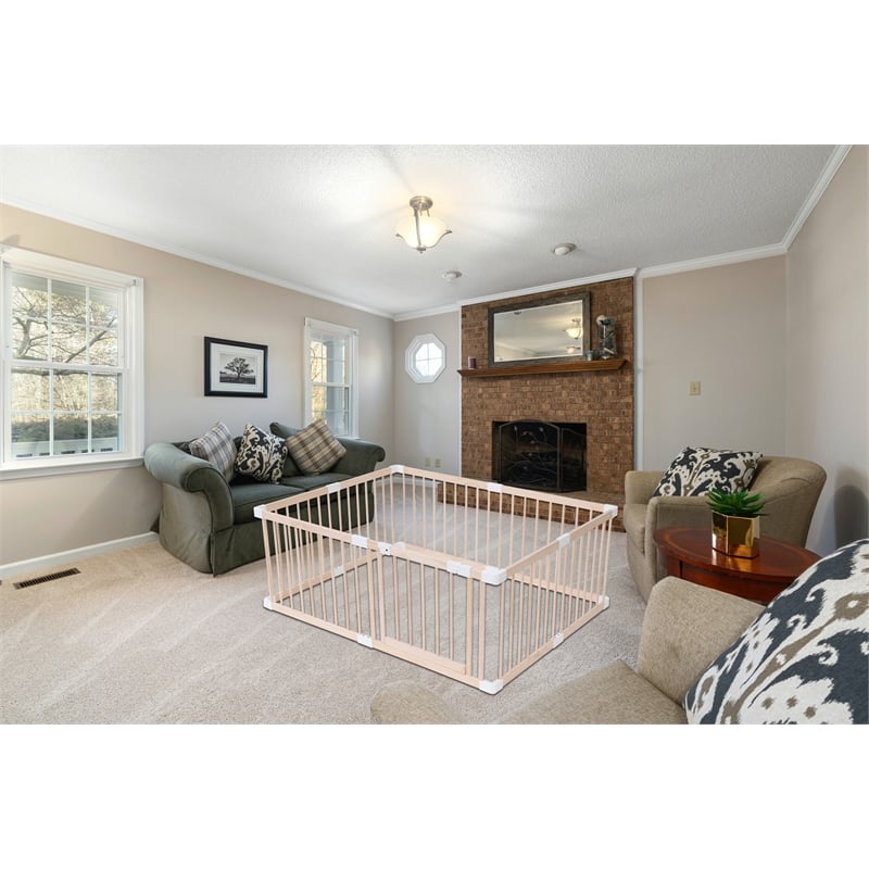 Kingway Furniture Baby Wood Saftey Gate in Off White with White connector