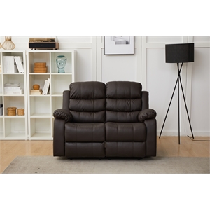 kingway furniture eston faux leather living room loveseat in brown