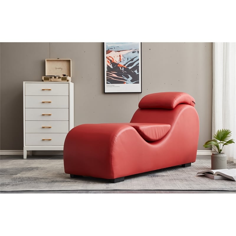 Kingway Furniture Koliar Faux Leather Yoga Relaxing Chaise In Red 1762