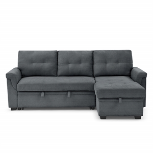 kingway furniture minmore 2 piece upholstered chaise sectional with usb in gray