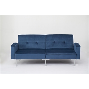 kingway furniture adjustable modern velvet sofa bed in prustian blue