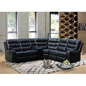 Mirabell 5-piece Faux Leather Reclining Sectional with console in Black