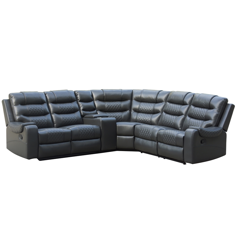 Mirabell 5-piece Faux Leather Reclining Sectional with console in Gray