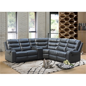 Mirabell 5-piece Faux Leather Reclining Sectional with console in Gray