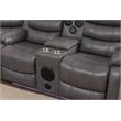 Donivi LED Faux Leather Reclining Sectional in Gray