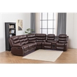 Donivi LED Faux Leather Reclining Sectional in Brown