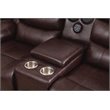 Donivi LED Faux Leather Reclining Sectional in Brown