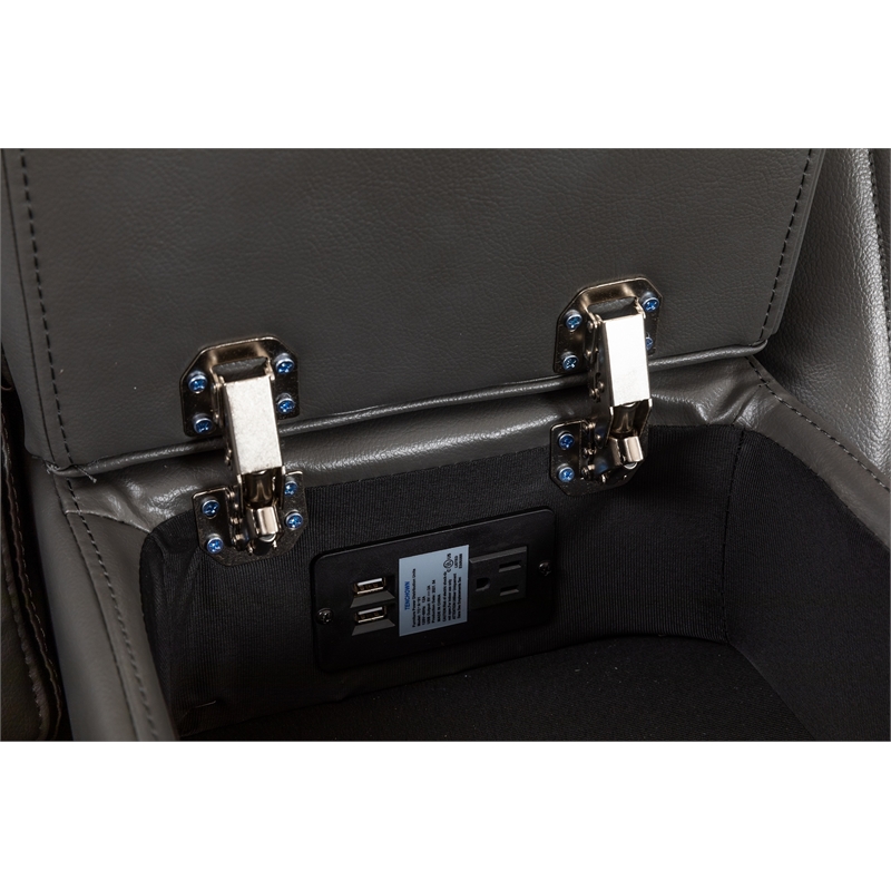 Paleremo Faux Leather Sectional with LED USB Speaker Wireless Charger in Gray