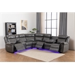 Paleremo Faux Leather Sectional with LED USB Speaker Wireless Charger in Gray