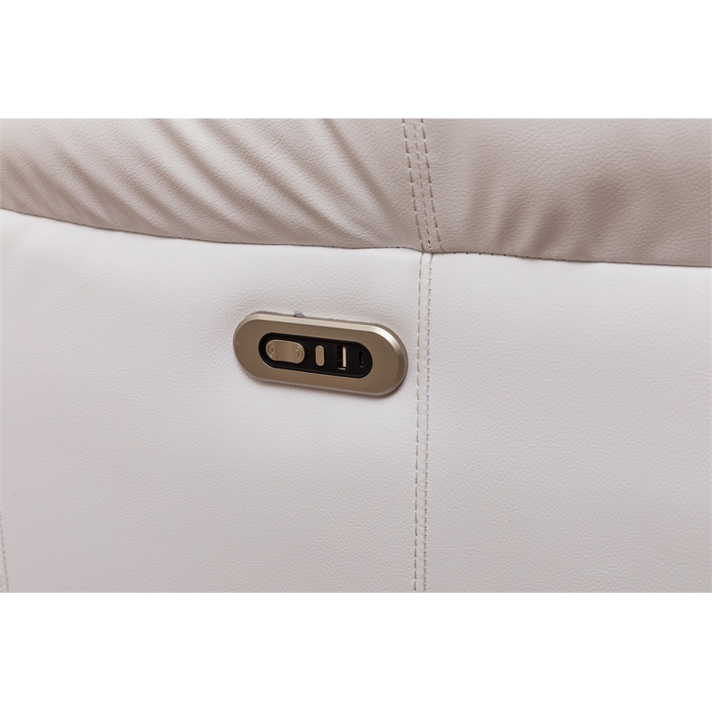 Paleremo Faux Leather Sectional with LED USB Speaker Wireless Charger in White