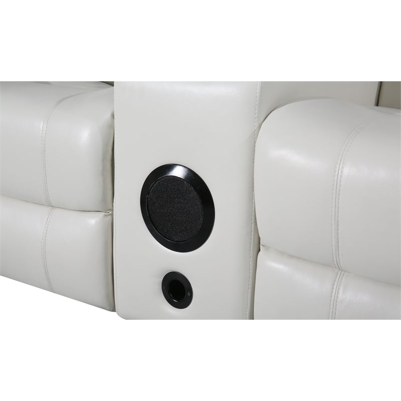 Donivi LED Faux Leather Reclining Sectional in White