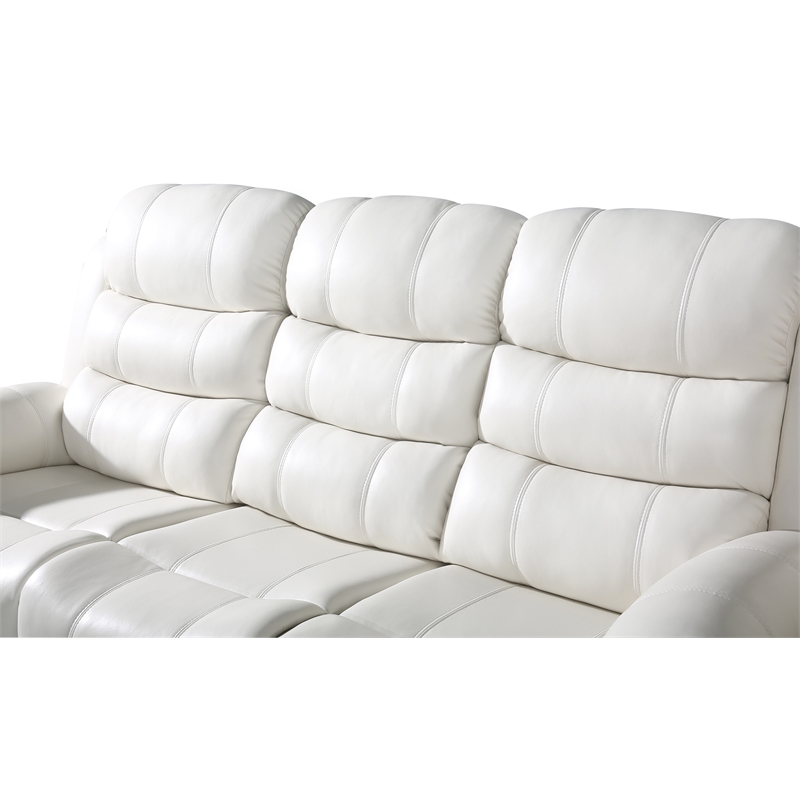 Donivi LED Faux Leather Reclining Sectional in White