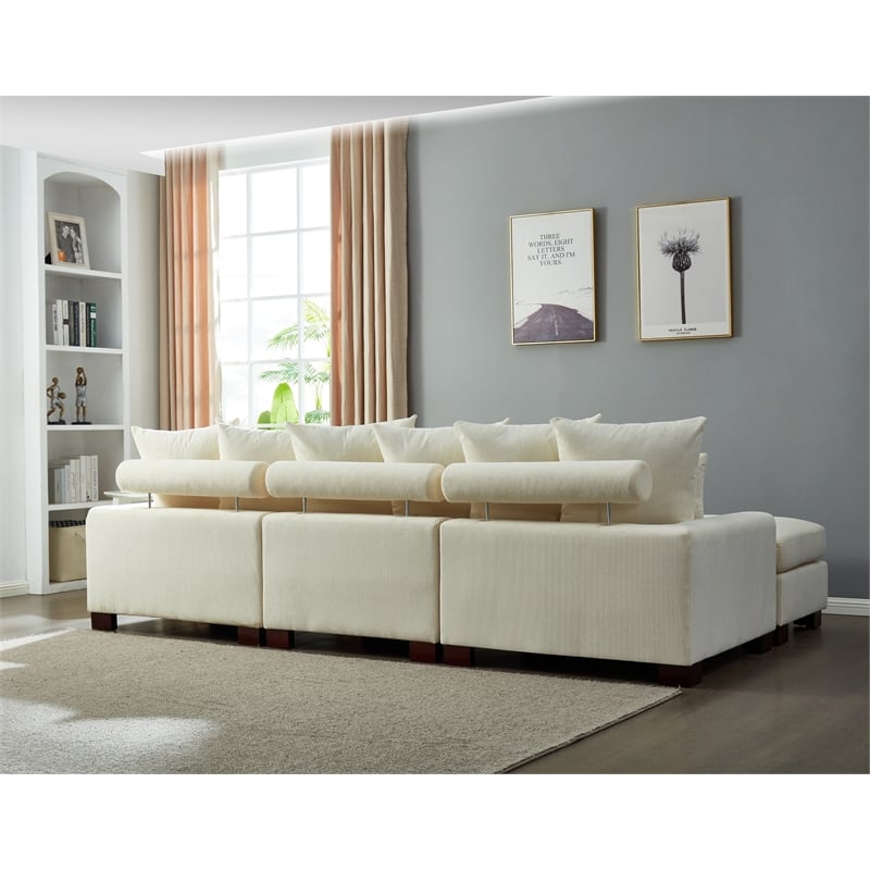 Aira Corduroy Fabric 5 - Piece Sectional in Beige