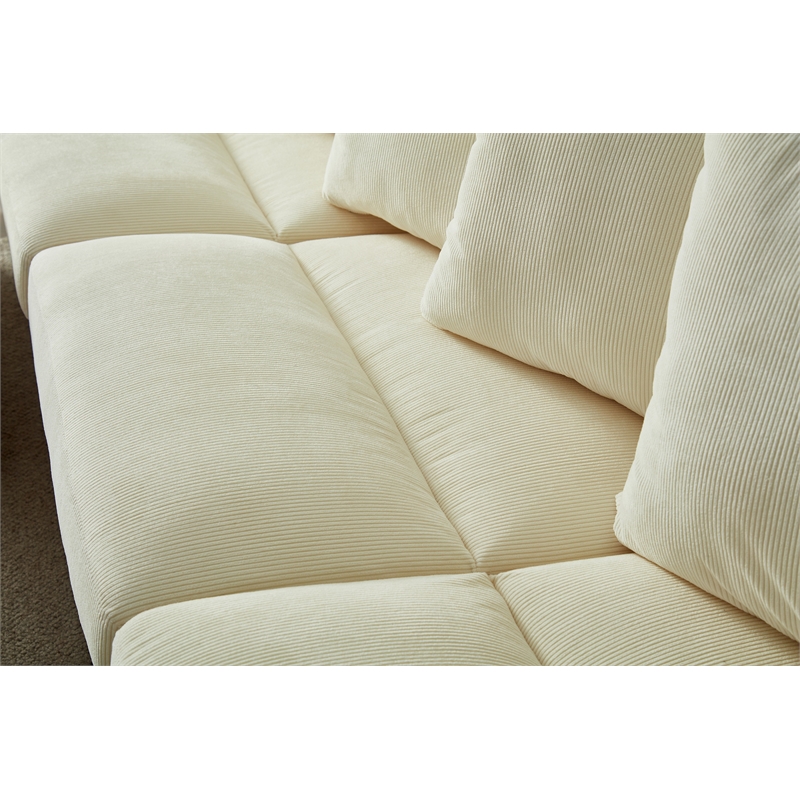 Aira Corduroy Fabric 5 - Piece Sectional in Beige