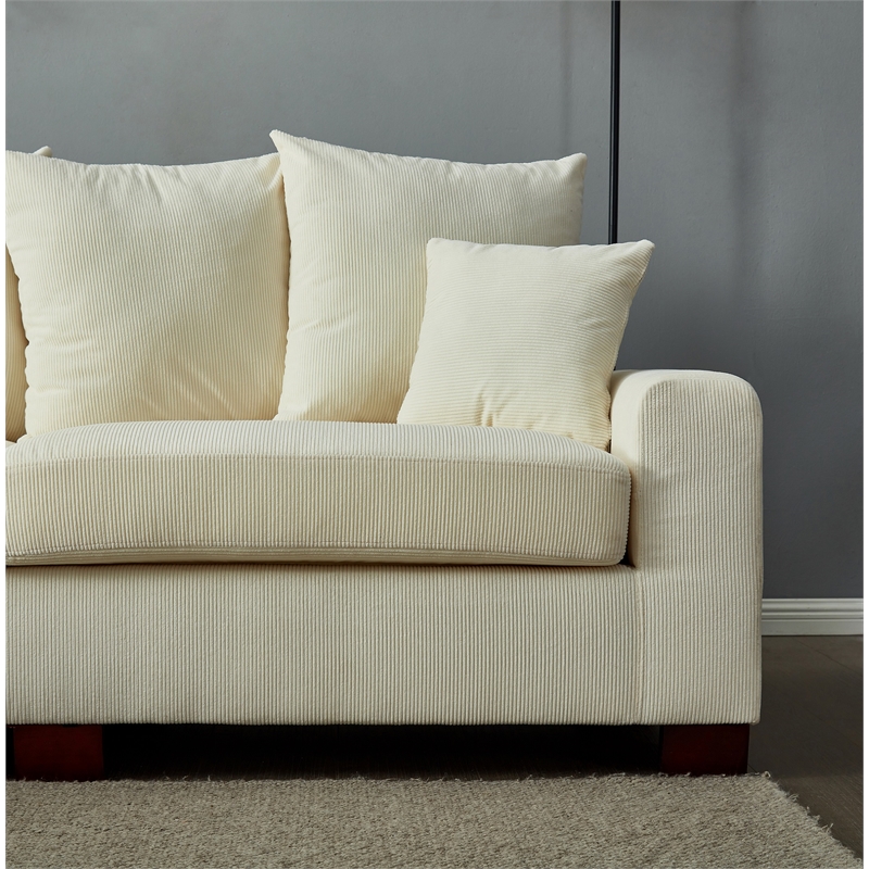 Aira Corduroy Fabric 5 - Piece Sectional in Beige
