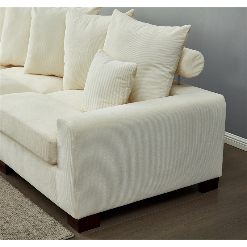 Aira Corduroy Fabric 5 - Piece Sectional in Beige
