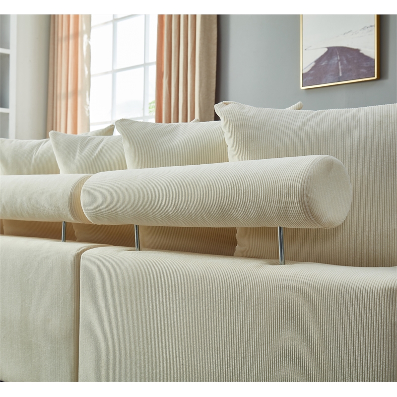 Aira Corduroy Fabric 5 - Piece Sectional in Beige