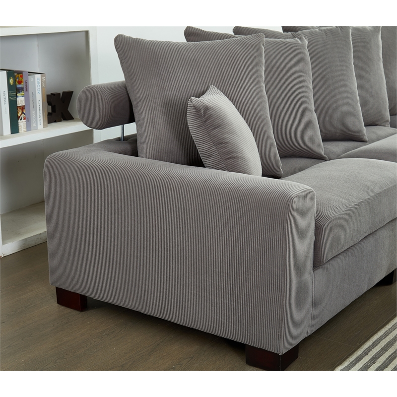 Aira Corduroy Fabric 5 - Piece Sectional in Gray