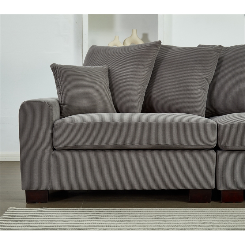 Aira Corduroy Fabric 5 - Piece Sectional in Gray