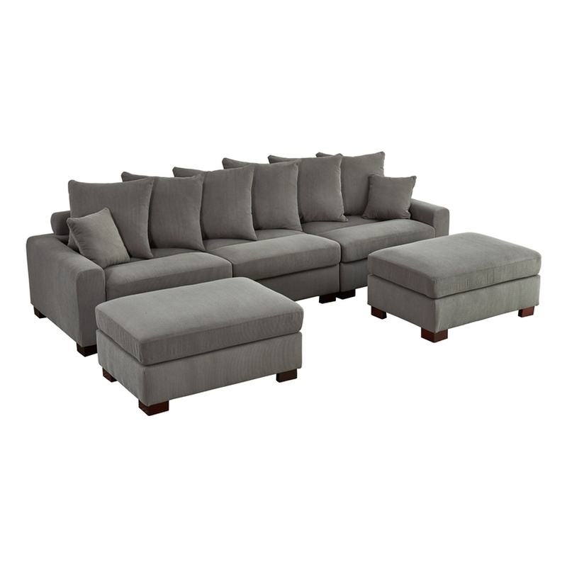 Aira Corduroy Fabric 5 - Piece Sectional in Gray