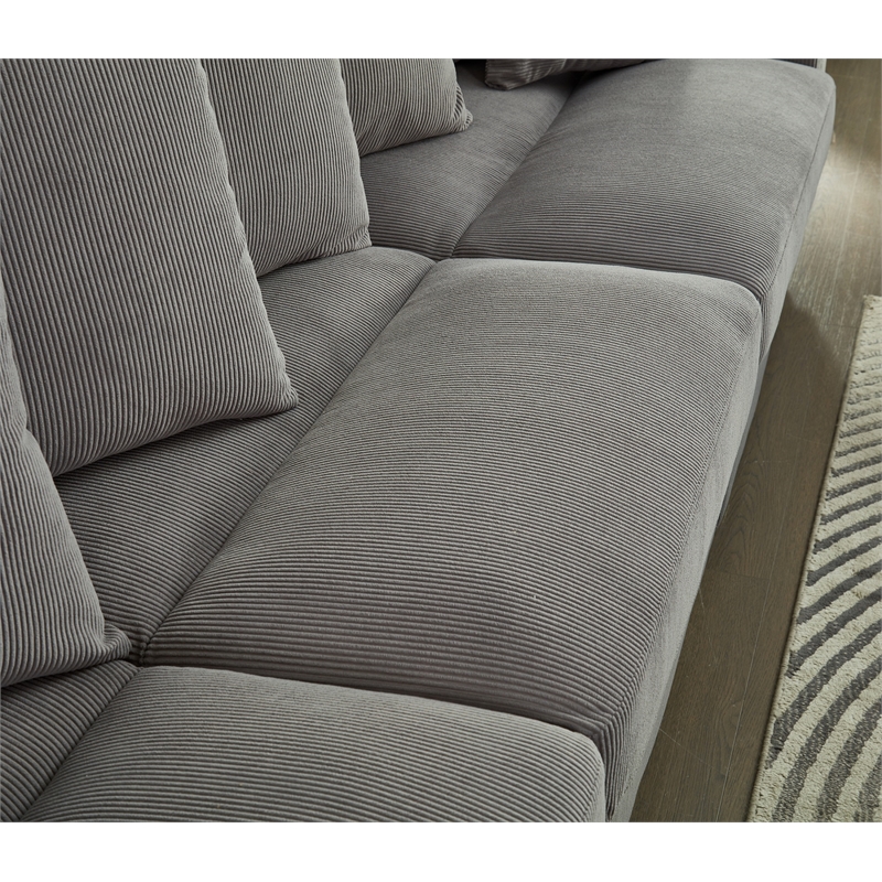 Aira Corduroy Fabric 5 - Piece Sectional in Gray