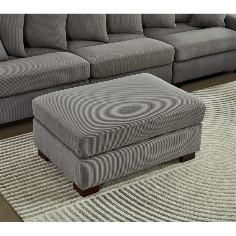 Aira Corduroy Fabric 5 - Piece Sectional in Gray