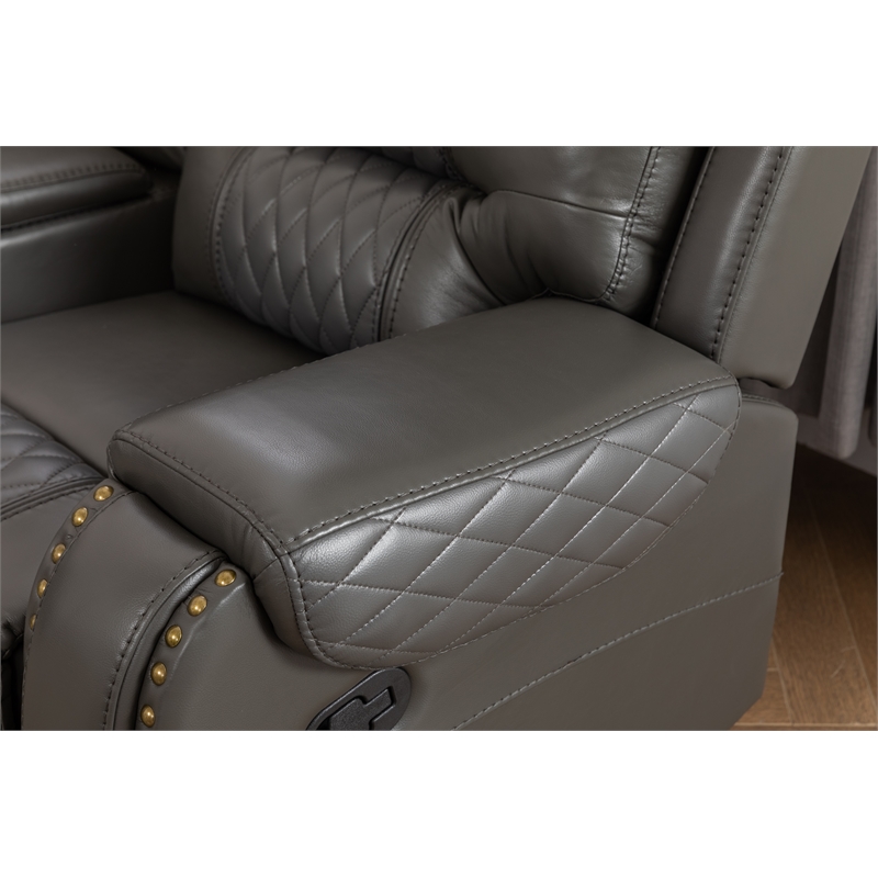 Kamiri 5 - Piece Faux Leather Reclining Sectional in Gray