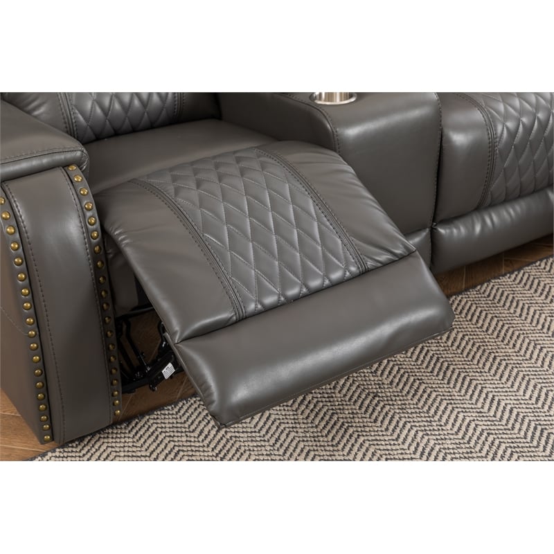 Kamiri 5 - Piece Faux Leather Reclining Sectional in Gray