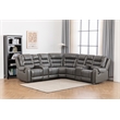 Ilia Two Tone Faux Leather Power Reclining Sectional with Console  & Cup Holder