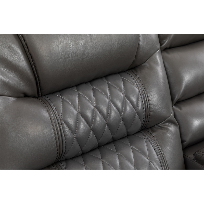 Ilia Two Tone Faux Leather Power Reclining Sectional with Console  & Cup Holder