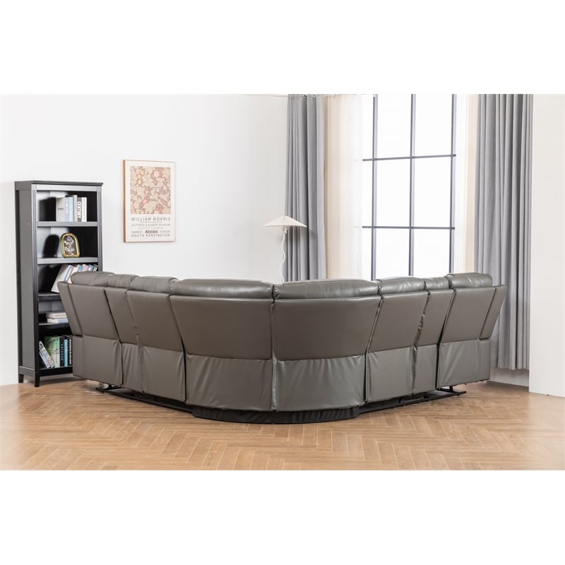 Ilia Two Tone Faux Leather Power Reclining Sectional with Console  & Cup Holder