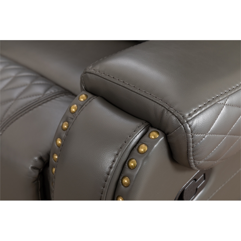 Ilia Two Tone Faux Leather Power Reclining Sectional with Console  & Cup Holder