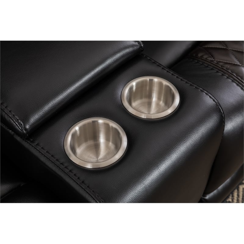 Ilia Two Tone Faux Leather Reclining Sectional with Console  & Cup Holder
