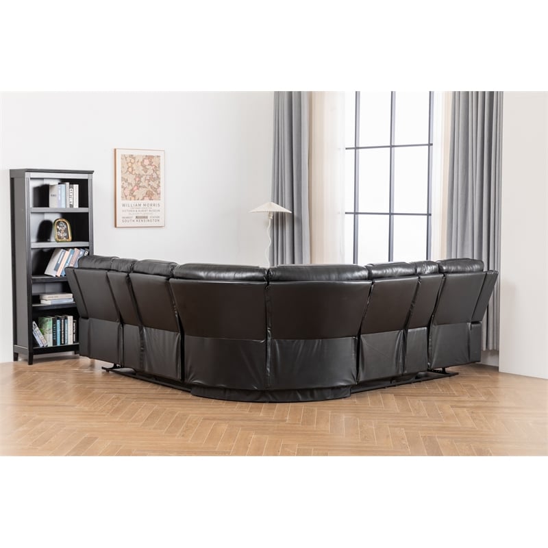 Ilia Two Tone Faux Leather Reclining Sectional with Console  & Cup Holder