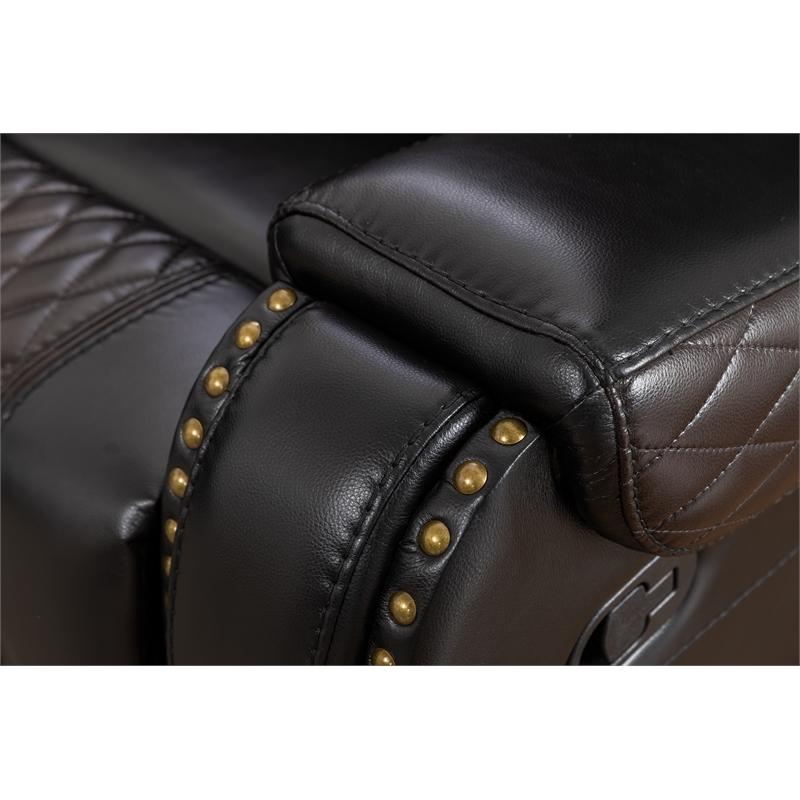 Ilia Two Tone Faux Leather Reclining Sectional with Console  & Cup Holder