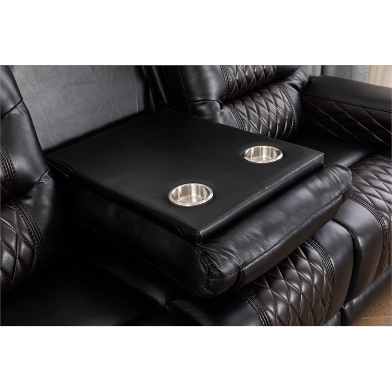 Ilyiano Two Tone Faux Leather 3-PC Livingroom Reclining Set In Black