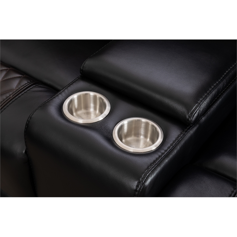 Ilyiano Two Tone Faux Leather 3-PC Livingroom Reclining Set In Black