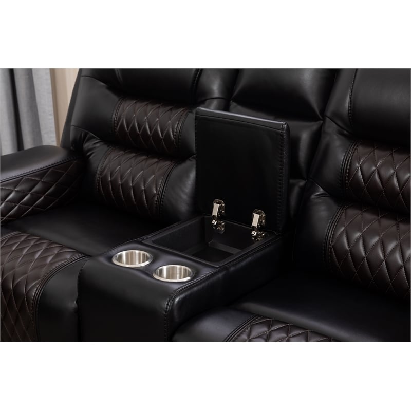 Ilyiano Two Tone Faux Leather 2-Piece Livingroom Reclining Set In Black