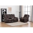 Ilyiano Two Tone Faux Leather 2-Piece Livingroom Reclining Set In Brown