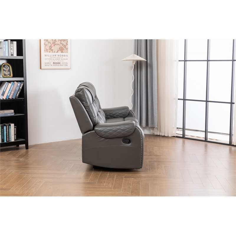 Ilyiano Two Tone Faux Leather 2-Piece Livingroom Reclining Set In Gray