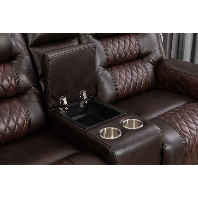 Ilyiano Two Tone Faux Leather 3-Piece Livingroom Reclining Set In Brown
